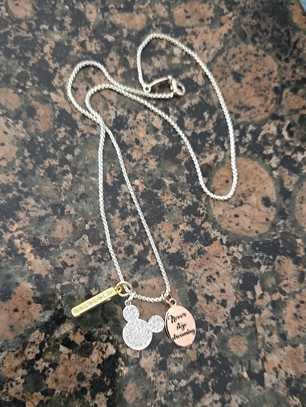Disney Mickey Mouse "Never Stop Dreaming" Triple Pendant Necklace